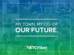 Image may contain: 1 person, text that says 'KUBOTA MY TOWN. MY CO-OP. OUR FUTURE. BTCFiber BTC'
